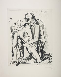 Max Pechstein: o. T. (Sterbender) Blatt 4 der Mappe „Somme“, Radierung, 1917; Gerhard Schneider/ Kunstmuseum Spendhaus Reutlingen