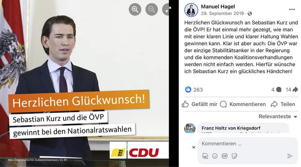 "Herzlichen Glückwunsch" postet Hagel 2019. Screenshot: Facebook