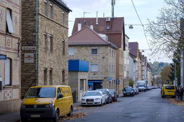 Die alten Gebäude der Nagoldstraße in Münster sind aus Travertin gebaut.