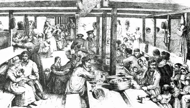 Auswanderer unter Deck. Zeichnung aus der "Illustrated London News" 1844.