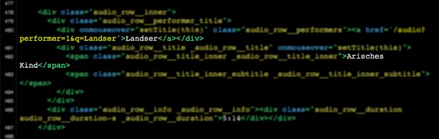 Quelltext der inzwischen gelöschten Playlist von Mitorganisator Pascal Völlinger. Screenshot: Vk