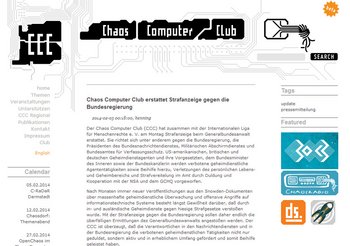 Presserklärung zur CCC-Strafanzeige. Screenshot: www.ccc.de