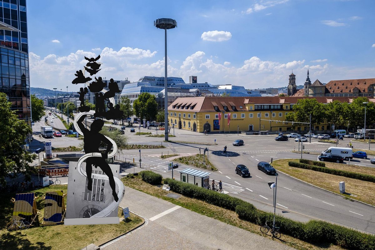 Auch am Charlottenplatz macht die Skulptur eine gute Figur..