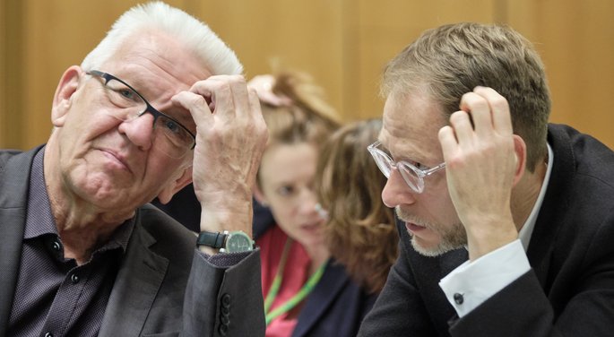 Grünes Kopfzerbrechen: Die von Florian Stegmann (rechts) geleitete "Entlastungsallianz" läuft Winfried Kretschmanns "Politik des Gehörtwerdens" zuwider. Foto: Joachim E. Röttgers