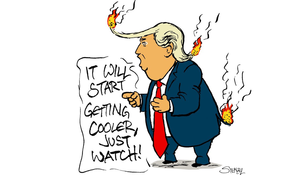 An ihm hängt sich die Debatte auf: US-Ex-Präsident Donald Trump im  O-Ton. Karikatur: Oliver Stenzel