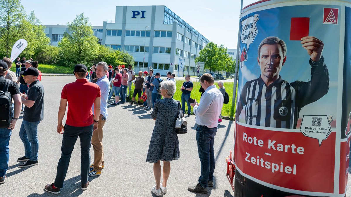 Warnstreik bei "Physik Instrumente" im Südosten von Karlsruhe, 30. April 2025. Fotos: Jens Volle