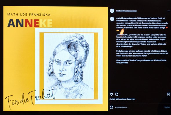 Für die Revolutionärin Mathilde Franziska Anneke hat das Stadtmuseum ein fiktives Instagram-Profil angelegt. Für die Revolutionärin Mathilde Franziska Anneke hat das Stadtmuseum ein fiktives Instagram-Profil angelegt.