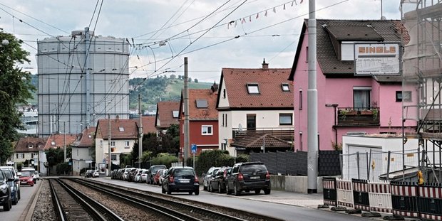 Gasarbeitersiedlung im Stuttgarter Osten, zwischen 1921 und 1929 in Eigenarbeit der späteren Bewohner entstanden und als städtische Siedlung finanziert aus der Hauszinssteuer. Foto: Joachim E. Röttgers