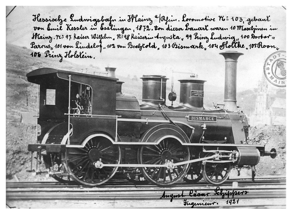 Lok Nr. 1903 in Hessen, 1872. Foto: Autor unbekannt - Stadtarchiv Mainz, Signatur BPSF / 9853 A, Gemeinfrei, https://commons.wikimedia.org/w/index.php?curid=6630204
