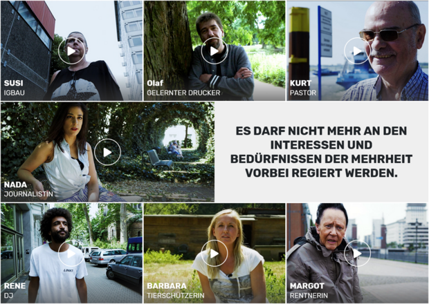 Slogan "Es darf nicht mehr an den Interessen und Bedürfnissen der Mehrheit vorbei regiert werden."