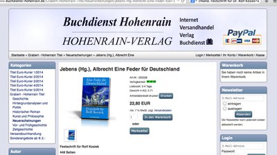 Internetseite des Hohenrain-Verlags. Screenshot