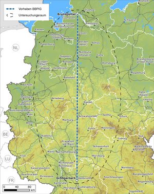 Der Untersuchungsraum für die Trasse erstreckt sich über die halbe Republik. Grafik: Bundesnetzagentur