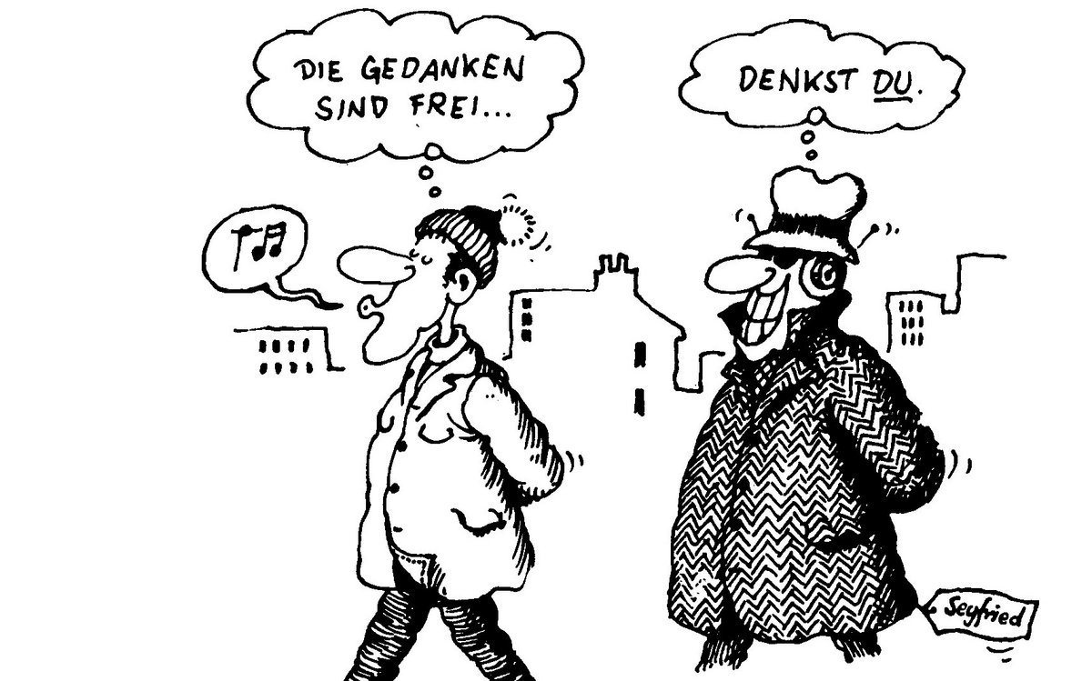 Karikatur: Gerhard Seyfried, 1977 oder früher.