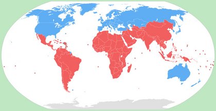 Verteilungsfragen sind längst auch internationale Fragen. Die Grafik zeigt den globalen Nord-Süd-Konflikt. Grafik: Kingj123/Wikipedia