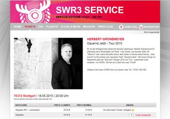 ... und bei SWR3 mit kommerziellem Ticketverkauf. Screenshots: swr.de