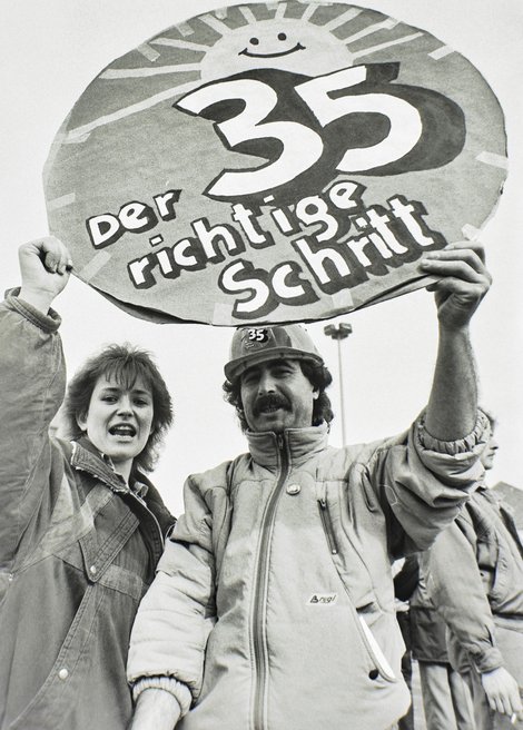 Warnstreik der IG Metall im Daimler-Werk Sindelfingen, 1987.