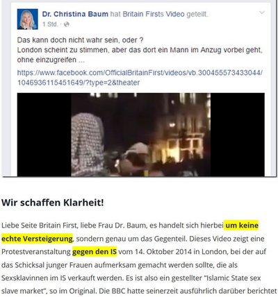 Mimikama klärt Frau Baum gerne auf. Screenshot