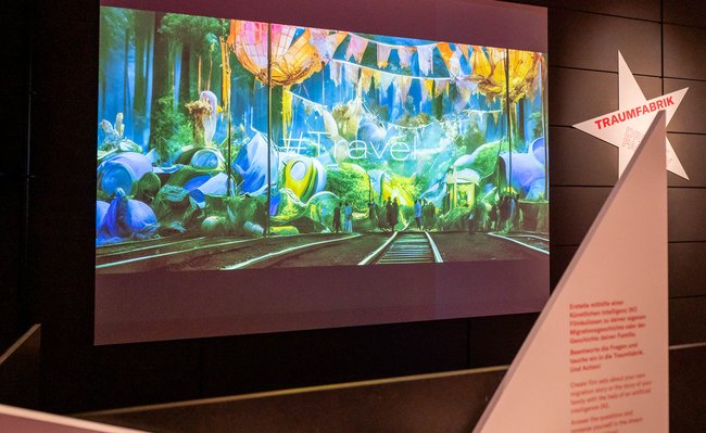 Dank KI können Besucher:innen die eigene Migrationsgeschichte bildlich darstellen.