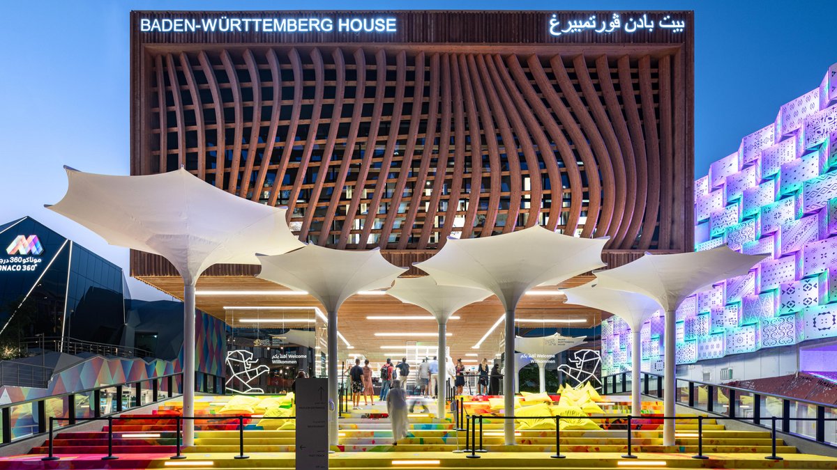 Auch von außen macht der Pavillon von "The Länd" was her. Wirtschaftsministerium BW/Catalin Marin