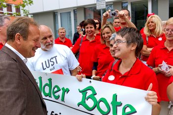 Beim Schwabo-Streik schaut sogar der Verdi-Vorsitzende Frank Bsirske vorbei. 