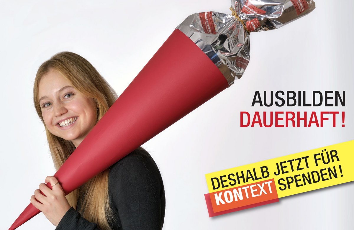 Würde gerne weiter auf Schatzsuche gehen: Kontext-Volontärin Franziska Mayr. Foto: Joachim E. Röttgers, Grafik: Susanne Wais