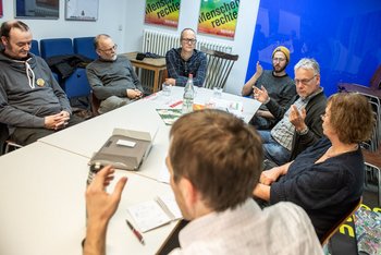 Kämpfen für ein besseres Europa: Diem-Treff bei den Stuttgarter "Anstiftern".
