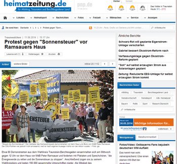 Screenshot der "Heimatzeitung".