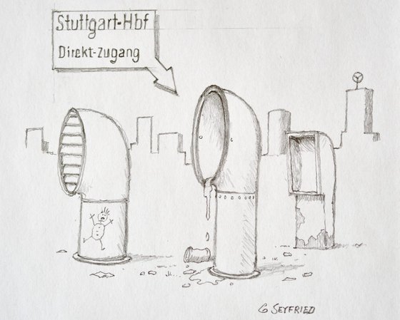Der Kultzeichner verbildlicht seine Eindrücke aus Stuttgart. Illustration: Gerhard Seyfried Der Kultzeichner verbildlicht seine Eindrücke aus Stuttgart. Illustration: Gerhard Seyfried