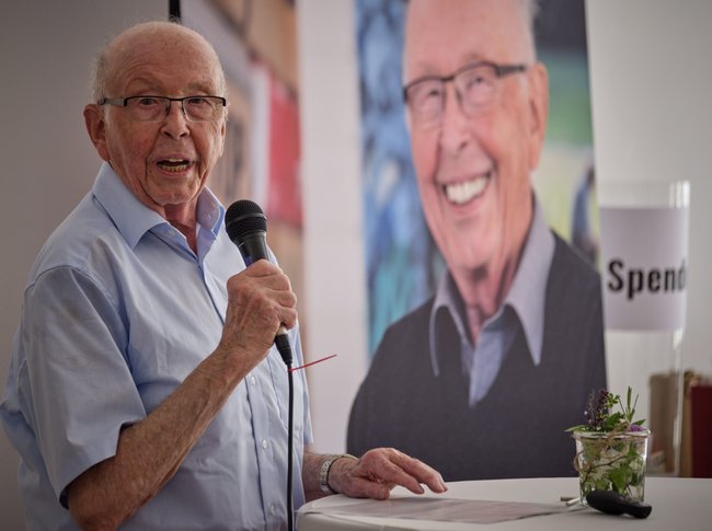 Paul Schobel am 29. Juni bei der Feier anlässlich 20 Jahre Stiftung Arbeit und Solidarität und seines 85. Geburtstags.