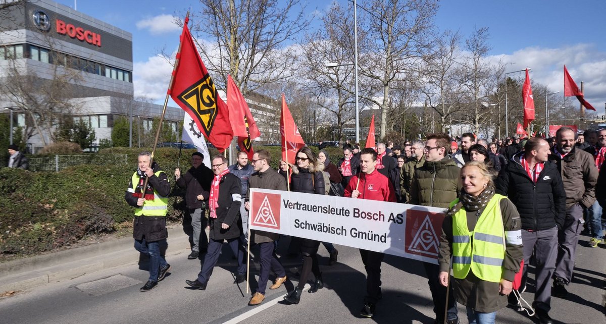 Kampfbereit auch bei Bosch: IG Metall. Foto: Joachim E. Röttgers