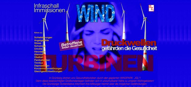 Buhuhuuu! Angstmache gegen Windräder. Screenshot aerzteinitiative-gruenberg.de