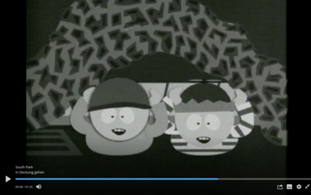 Alter Hut: Wer sich duckt, ist auch vor Lava sicher. Screenshot: southpark.de, Folge von 1997