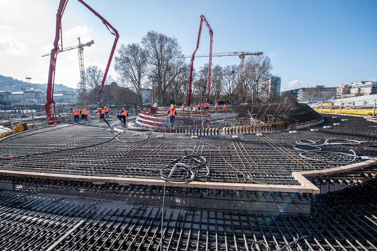 Kelchstützenbaustelle von oben. 