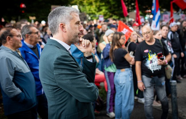 Boris Palmer auf der Gegendemo.  Boris Palmer auf der Gegendemo.