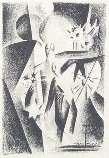 Albert Mueller, Artisten, 1919, Lithografie. Albert Mueller, Artisten, 1919, Lithografie.