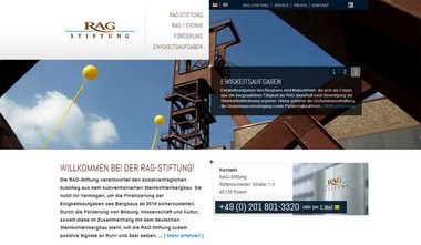 Internet-Auftritt der RAG-Stiftung. Foto: Screenshot