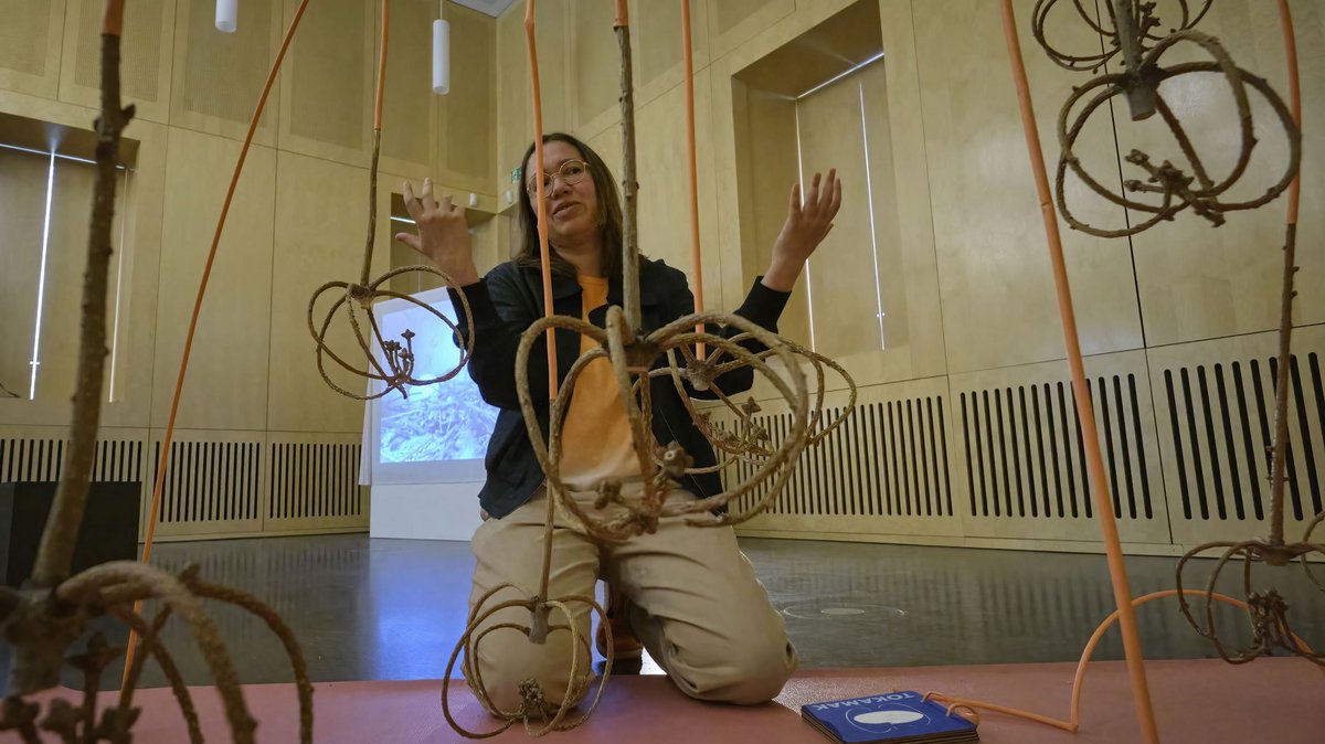 Anna Schiefer inmitten ihrer Magnetfeld-Ringe.