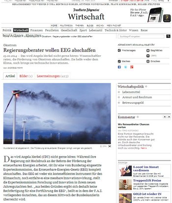 Kreative Bildauswahl zu drögem Thema: "Wunderland ist abgebrannt". Screenshot: faz.net 