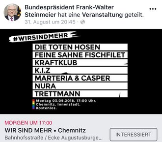 Steinmeiers linker Link. Screenshot: Facebook