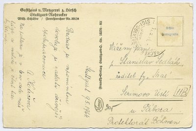 Rückseite der Postkarte.