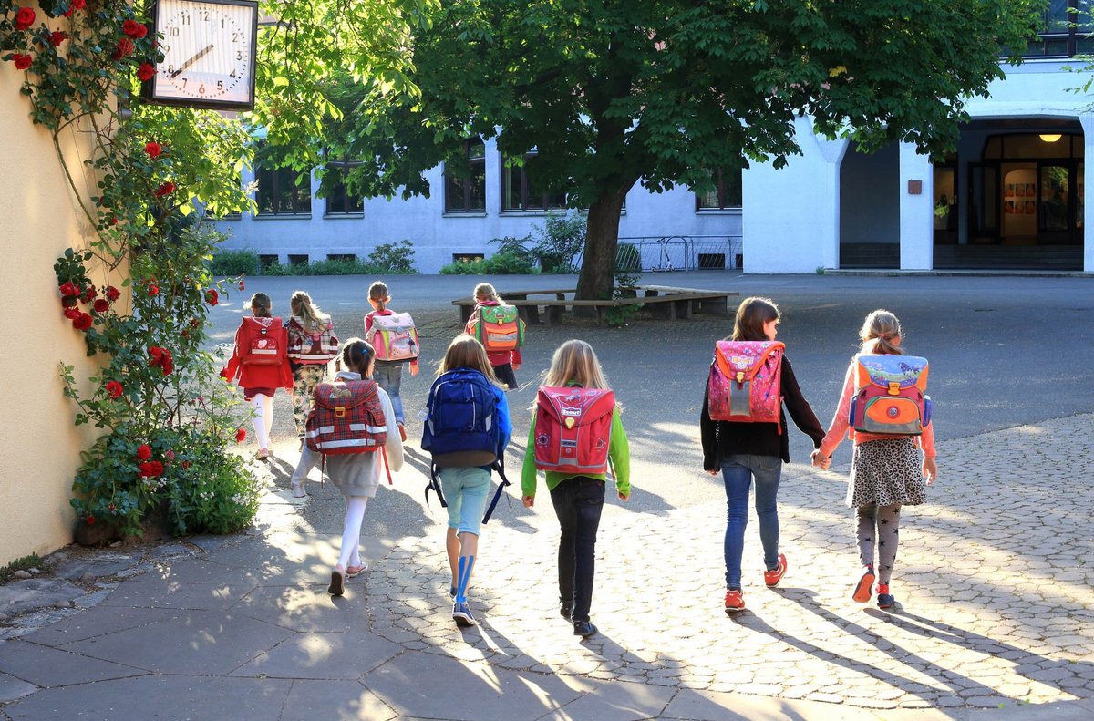 Schulbeginn in der Waldorfschule auf der Stuttgarter Uhlandshöhe. Foto: Charlotte Fischer