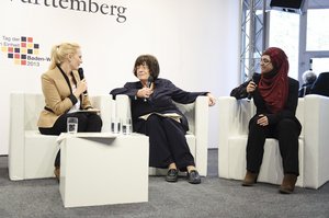 Staatsrätin Gisela Erler beim Bürgergespräch. Foto: Staatsministerium