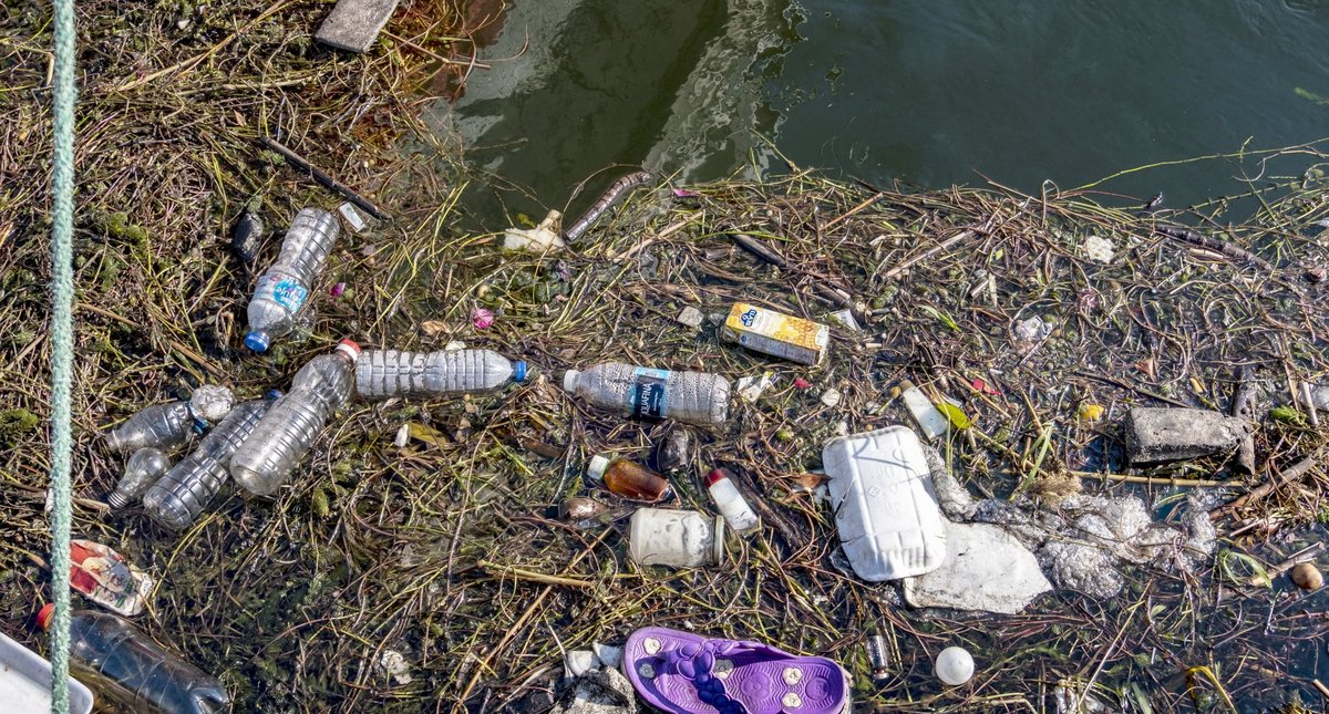 Zu Wasser und zu Lande: Der Plastikmüll ist überall. Hier hat es den Nil in Luxor erwischt, Oktober 2018. Foto: Joachim E. Röttgers