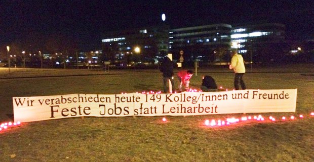 Protest vor dem Daimler-Werkstor in Wörth, Dezember 2016. Foto: SWR