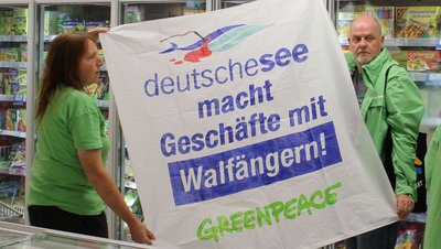 Jens-Peter Wedlich bei einer Greenpeace-Aktion.