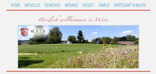 Homepage der Gemeinde Wain: Da geht ja locker noch ein Industriegebiet hin! Screenshot: www.wain.de 