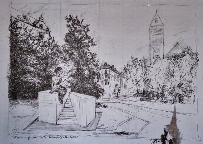 Joachim Sauters Entwurf der Skulptur samt Sockel.