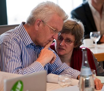 Arbeitet zu viel am eigenen Profil: Ministerin Krebs mit MP. Foto: Joachim E. Röttgers