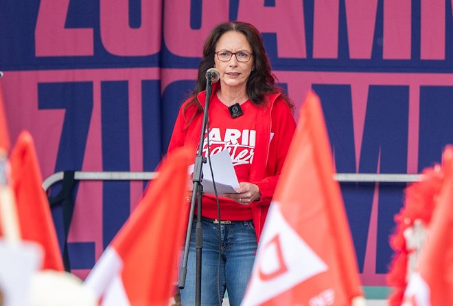 DGB-Vorsitzende Yasmin Fahimi. Foto: Jens Volle