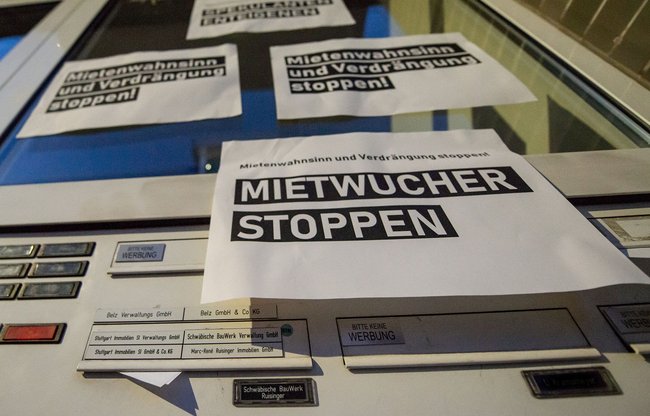 Protest am Sitz der Schwäbischen Bauwerk, März 2019. Foto: Jens Volle